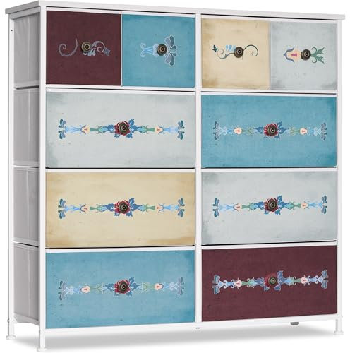 LYNCOHOME Chest of Drawers, 10-Drawer Bedroom Furniture,Large Fabric Storage Organizer Unit for Living room, Nursery, Closet，Hallway