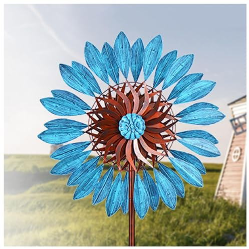 MeLtor WindmüHle Garten 213cm Groß, Windrad Garten Metall Gross XXL DoppelflüGel-WindmüHle, WindmüHlen Garten Metall FüR Terrasse Und Garten