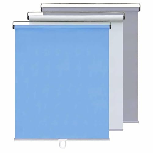 Estor enrollable retráctil con ganchos adhesivos, cortina ligera temporal, parasoles portátiles, persiana enrollable inalámbrica con sistema de resorte, persiana opaca sin taladro, color blanco, 70 x