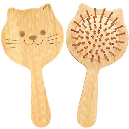 Kids Hair Brush,Bamboo Hairbrush Kids Hair Brush Small Hair Hairbrush Mini Hair Brushes Cute Hairbrush Bamboo Anti Static Scalp Brush Suitable for Children Girls Women Hair Growth