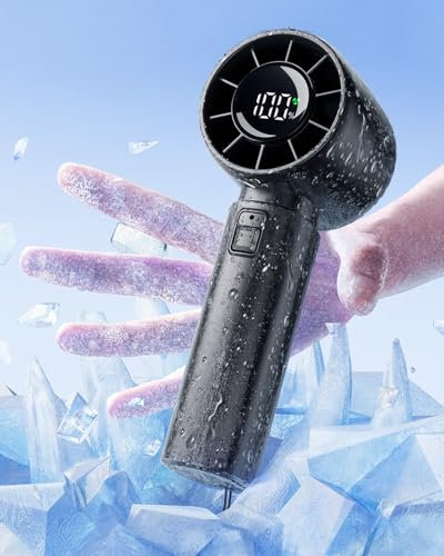 coldSky Portable Handheld Turbo Fan,5 Speeds High Speed Personal Fan With Digital Display,4000mAh Rechargeable Small Fans Max 12Hrs Cooling Fans For Outdoor, Travel Essentials