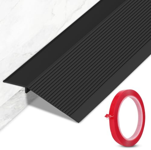 Yuragim Übergangsprofil Höhenausgleich, 0.9m*10cm Aluminium Türschwellen Leiste Übergangsleiste mit Höhenausgleich 8-40mm, Alu Anpassungsprofil Übergangsschiene für Schwellen, Boden, Laminat, Rampen