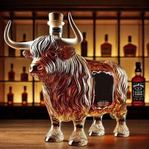Carafe a decanter vin - bouteille whisky, Carafe à whisky en forme d'animal, magnifique flacon en verre gravé en forme de vache, bouteille de whisky au design unique
