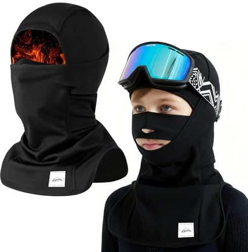 AYPOW Passamontagna Balaclava Bambino Invernale Traspirante Antivento Maschera da Sci Bambini 6-12 Anni, Caldo Cappello Cappuccio con Scaldacollo in Pile Ragazzi Ragazze Sport all'Aria Aperta Bici