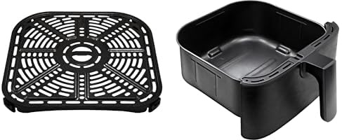COSORI Pack Compatible con CP158-AF: Cesta de Repuesto de 5,7 L y Bandeja para Asados y Verduras, Antiadherente y Apta para Lavavajillas