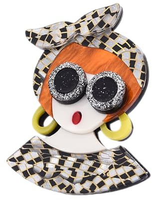 Alasum Spilla a Forma di Bambina Cartoon in Acrilico Colorato, Spilla da Colletto per Vestiti Femminili, Accessorio Moda per Ragazze e Donne in Occasioni Casual Colore Casuale