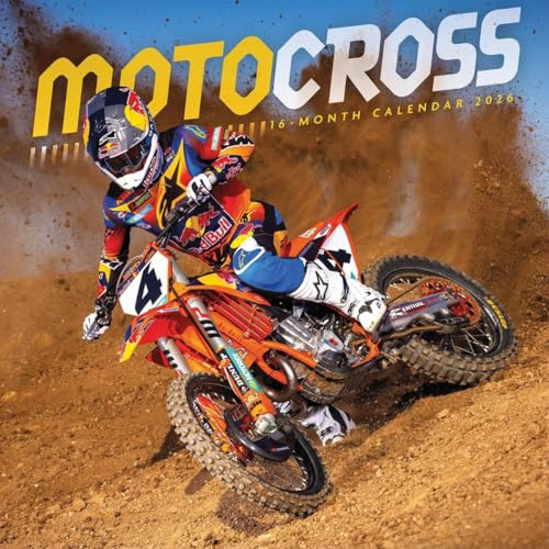 Carousel Worldwide Motocross 2026 Square Wall Calendar, 12-Month Monthly Calendar, High-Action Dirt-Bike Racing Photography, 12″ × 12″ Wall Hanging Calendar