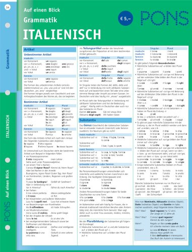 PONS Grammatik auf einen Blick Italienisch: kompakte Übersicht, Grammatikregeln nachschlagen (PONS Auf einen Blick)