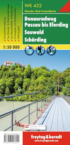 WK 432 Donauradweg Passau bis Eferding - Sauwald - Schärding, Wanderkarte 1:50.000