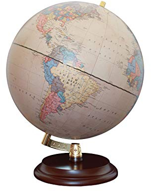 Globo Magallanes Vasa con mapa político o laminado a mano, independiente sin meridiano de 32 cm de diámetro, globo con pie de madera marrón rojizo escala 1:40.000.000 32 cm