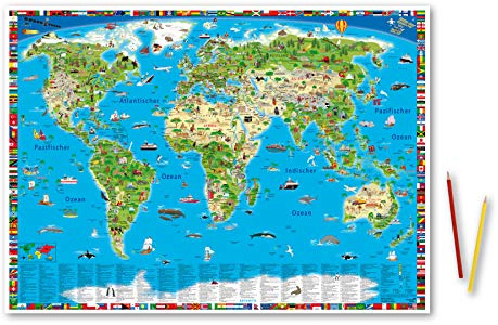 Erlebniskarte „Illustrierte Weltkarte“ Schreibunterlage