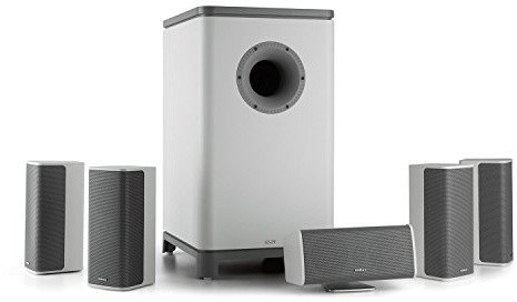 Numan Ambience 5.1 Surround Sound System Câble de Haut-Parleur Home Cinéma Active Mono 25,4 cm (10) Caisson de Basses à tir Descendant 4 Haut-parleurs Satellites Noir et Blanc