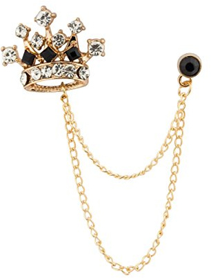 Knighthood Men's Crown Chain Brooch For Men (GOLD-BLACK)