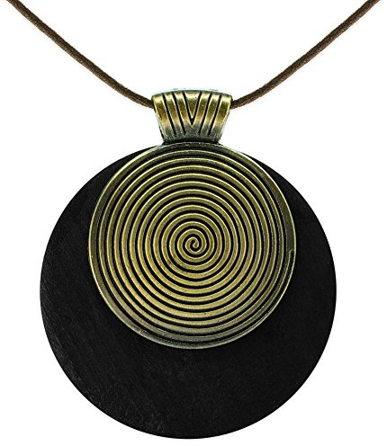SoulCats Holzmedaillon Spirale mit Lederband