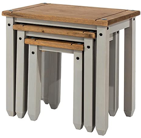 Furniture Dash Wood Nest of 3 Tables Corona Gray