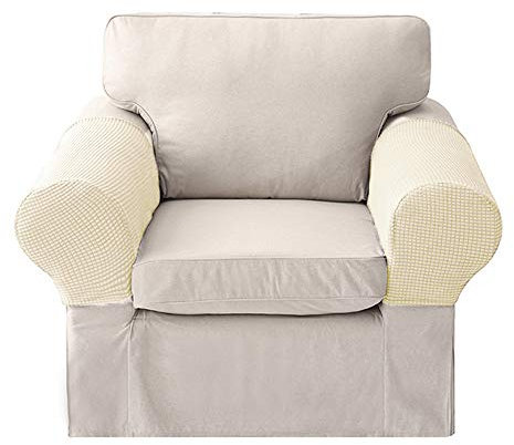 Golden Apple Lertree 1 Pair Arm Sofa Slipcovers Elastic Armrest Protectors Removable Armrest Covers (Beige)