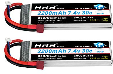 HRB 2PCS 2S 7.4V 2200mAh 30C Lipo Batterie mit Deans T Stecker für RC Hubschrauber Flugzeug Auto Boot LKW