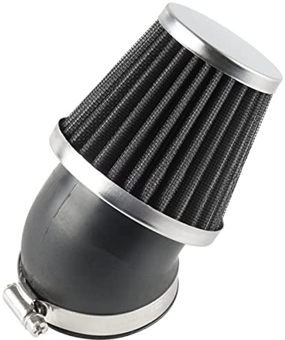 Evermotor 37mm 38mm 39mm Universale 45° Collettore in Gomma Doppio Strato Acciaio Sport Filtro Aria per Moto Scooter ATV Ciclomotore Nero