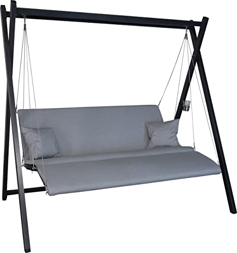 Angerer Freizeitmöbel GmbH Hollywoodschaukel Relax Zip - Gartenschaukel Made in Germany - Schaukel zum Sitzen, Liegen und Entspannen - einfache Montage (Hellgrau wetterfest)