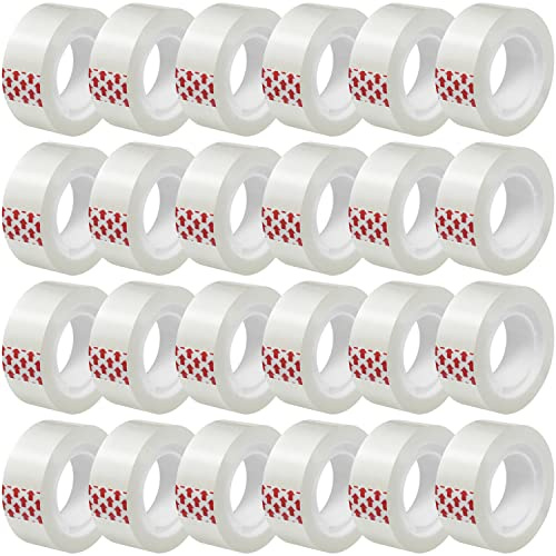 Turxayox 24 Rolls Transparent Tape Refills, Clear Tape, 3/4 x 800 Inches, Glossy Gift Wrapping Tapes for Dispenser, Office, School, Home
