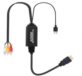 DollaTek Adaptador RCA a HDMI USB de longitud de cable de 2 m, compatible con 1080P/720P para PC, portátil, Xbox, PS4, PS3, TV, STB, Blu Ray Camera DVD