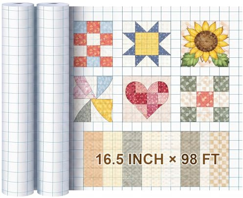 Jetec 2 Rollen Millimeterpapier, großes Millimeterpapier, Gitterpapier, Papierrasterrolle mit 2.5 cm Rasterlineal für Zuhause, Schule, Klassenzimmer, Lehrbedarf, Kinder, Geschenke, 19.7 Zollx60 m