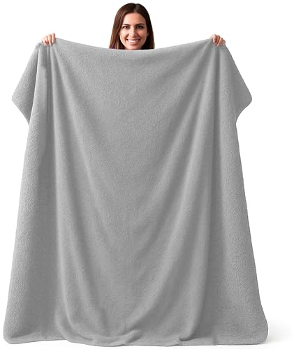 CalmyBEACH Telo mare spugna XXL – grande 100% cotone telo doccia bagno Asciugamano grande spiaggia telo sauna (Grigio, 150x200cm)