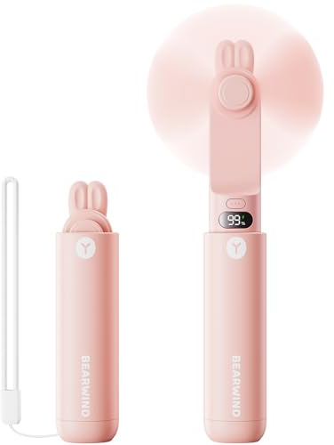 Bearwind USB Rechargeable Handheld Fan with Built-in Power Bank - Portable Mini Hand Fan for Phone Charging, Compact Travel Makeup Home Office