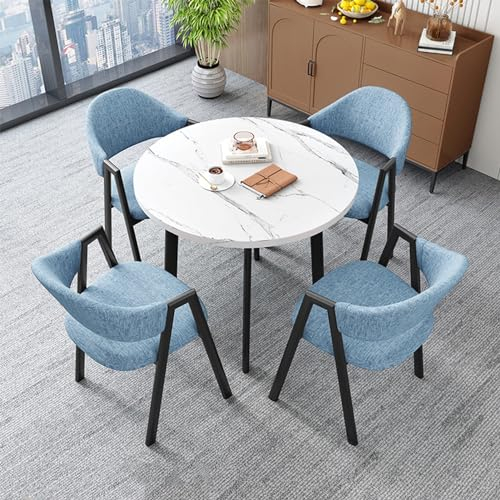 Empfangstisch und Stuhl Kombination, Verhandlungstisch ,Büro-Clubtisch,Couchtisch- Und Stuhl-Set,Runder Konferenztisch mit 4 Stühlen,Esszimmertisch-Set für Kleine Räume ( Color : 10 , Size : 31.4in/80