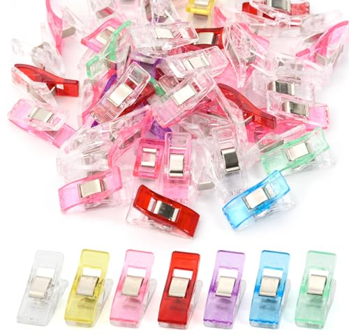 Cheerhom 50 Stück Nähklammern,27 x 10 mm Nähzubehör Stoffklammern Zum Nähen Clips für DIY Nähen Quilting Clips Häkeln