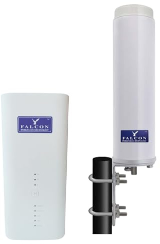 Falcon Rural 4G LTE Antenna - WiFi Booster Outdoor Antenna, WiFi Router with 1600 Mbps Download, 50 Mbps Upload, Hotspot, Unlocked, Ethernet, Up to 64 Devices simultaneously, Streaming IPTV