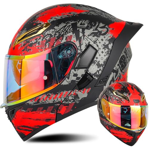 Motorradhelm Integralhelm Klapphelm ECE Zertifiziert Modularer Helm Doppelvisier Moped Street Racing Helm für Erwachsene Männer Frauen Roller Helm Sturzhelm Damen Herren Erwachsene