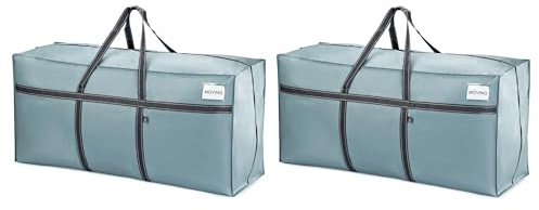 VENO Extra Large Moving Bags, Set of 2 with Reinforced Handles, Clothes Storage Foldable Large for Christmas Tree and Household Items (Light Blue)