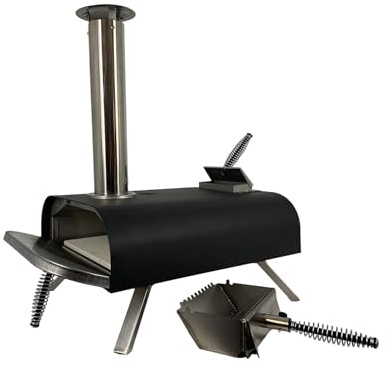 Pellethead Lil PoBoy Holzbefeuerter Pizzaofen, tragbarer Pellet-Pizzaofen für das Kochen im Freien, schlanke, schwarze Pulverbeschichtung, robuster Brenntopf