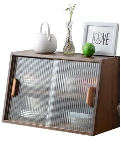 XXAezr Credenza Soggiorno Credenza in vetro Cucina Controsoffitto Armadio Armadio portaoggetti con ante scorrevoli Cabina portaoggetti multistrato a doppia porta Mobile Credenza(Color:A)