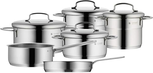 WMF Batería de cocina mini (5 piezas con tapas) acero inoxidable Ø 14 cm, Ø 12 cm, Ø 14 cm, Ø 16 cm, Ø 18 cm
