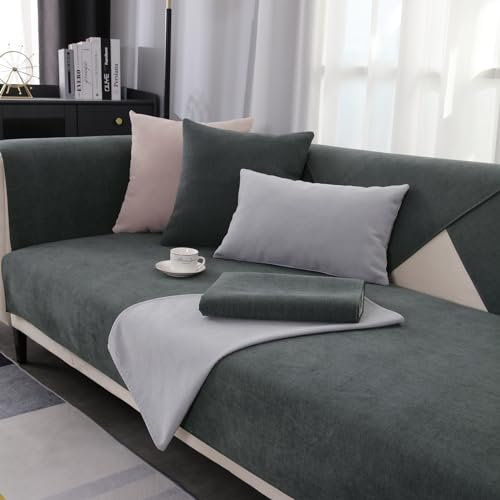 GRUYWC Chenille Sofabezug, Rutschfester Couch üBerzug, Hund Katze Sofaschoner, 1/2/3/4 Sitzer Sofa üBerwurf, füR U Form/L Form Sektionssofa
