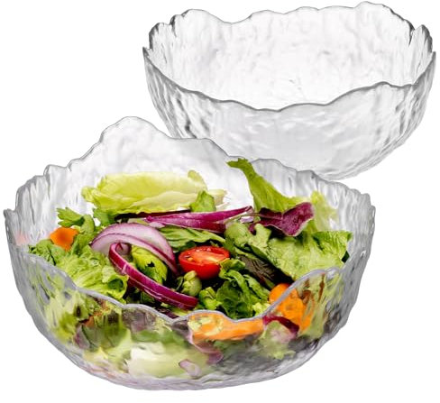 Navaris Set Ciotole da Portata in Vetro - Insalatiere Trasparenti Ø 19,6cm 23,9cm - Ciotola per Cucinare e Servire - Design Trasparente