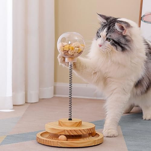 JOROBURO Katzen-Leckerli-Spender, Tumbler, Interaktives Katzenfutter-Spielzeug, Auslaufender Futterball, Futterspender für Katzen, Katzen-Leckerli-Spender, Spielzeug,