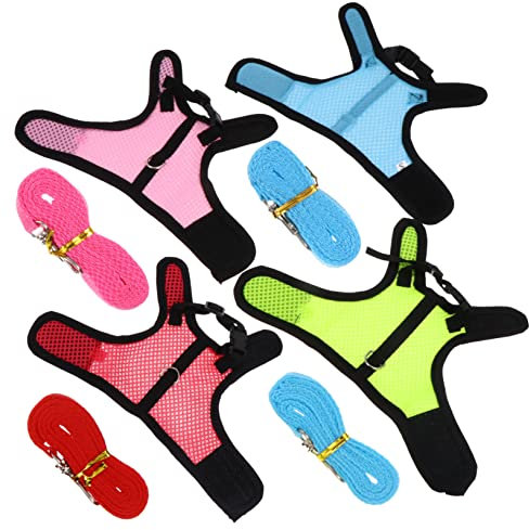 CORHAD 4stücke Kaninchenleine Mit Mesh Weste Kaninchenwestengeschirrleine Strapazierfähig Für Outdoor Aktivitäten Bequeme Passform Haken Zum Befestigen