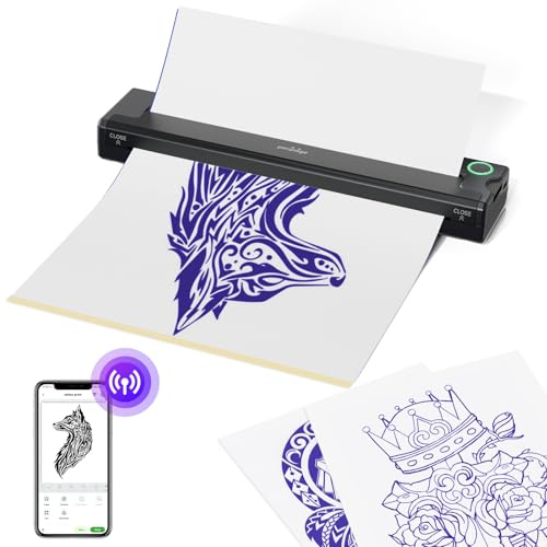 PeriPage P90 Kabelloser Tattoo-Schablonendrucker - Professionell und anfängerfreundlich, Bluetooth- und USB-Verbindung, kostenloses Schablonenpapier im Lieferumfang enthalten