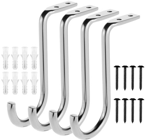 4 Stück Closet Rod Support Hook, U-förmig Kleiderstangen-Mittelstütze Wandmontage Kleiderstangenhalterung Kleiderstangenhalter Kleideraufbewahrung für Schrank Regalstange (Silber)