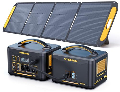 VTOMAN 3096Wh Tragbare Powerstation Bündel mit Extra Batterie & 200W Solarpanel Eingeschlossen - Bis zu 4400W Solarstromgenerator für Startseite Backup, Netzunabhängig, Camping, Straße Reise, Notfälle