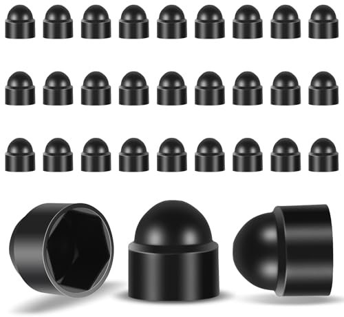 JIEYAO Sechskant Schutzkappen M6 (Schlüsselweite 10), 30 Stück Kunststoffkappen Schwarz Schraubenabdeckung für Schrauben Abdeckkappen für Muttern Endkappen für Schrauben Sechskantmutter Kappe (M6)