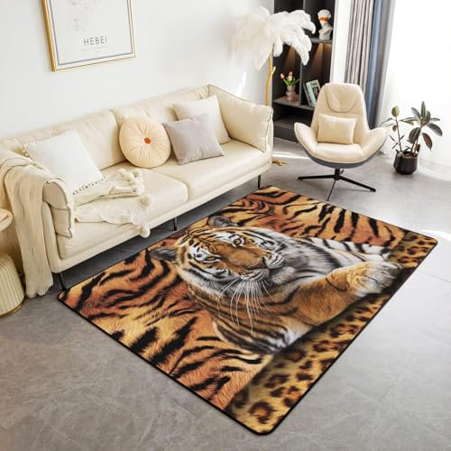 Bettvorleger 3D-Illusionsteppich Kleiner Teppich Wildtier-Tiger Teppich,Schlafzimmerteppich,Jungenteppiche Für Schlafzimmer,Wohnzimmerteppich 180 X 280 cm - Leicht Zu Reinigen-4974243301