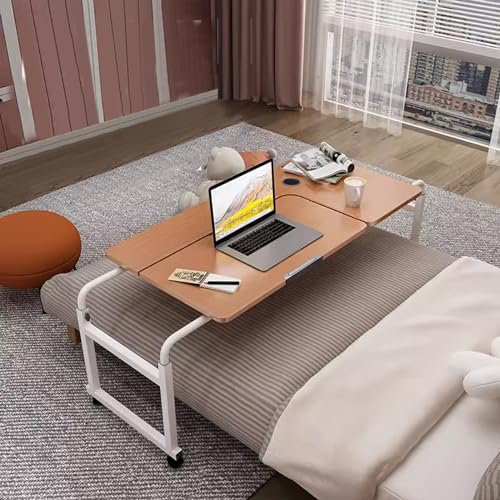 Table de lit réglable en hauteur avec roulettes pour lit d'hôpital, bureau roulant avec plateau inclinable à 8 niveaux