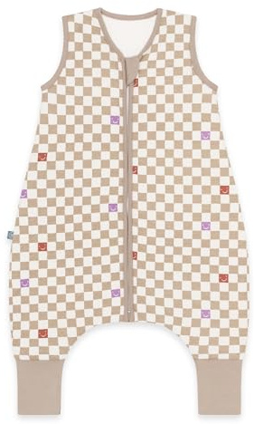emma & noah Baby Schlafsack mit Füßen 2.5 TOG, Strampelsack für den Herbst und Winter, Bio-Baumwolle, OEKO-TEX Zertifiziert, Kuscheliger Schlafsack für Neugeborere (Check Smile, 90 cm)