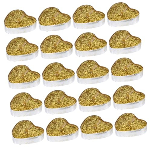PRETYZOOM Bougies Chauffe-plat Sans Flamme En Forme De Cœur 30 Mini Bougies Dorées Parfum Frais Pour Un Décor Romantique Anniversaire De Mariage