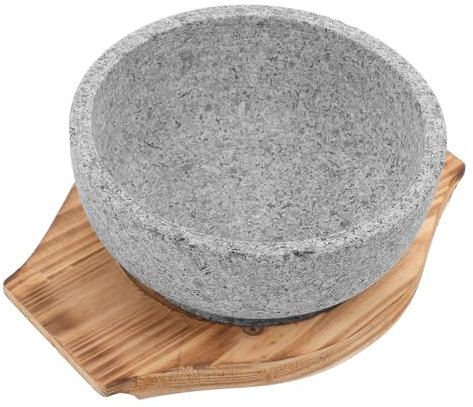 Ensemble authentique bol coréen en pierre pour Bibimbap et pierre chaude, bol Dolsot en granit de 600 ml avec plateau, idéal pour riz, soupe, ragoût, maison, cuisine ou restaurant