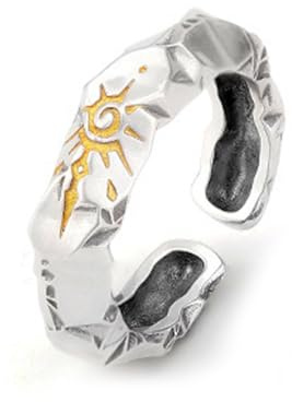 Auriselle Anello da Uomo Regolabile Rune del Sole D'Oro Anello Aperto Vintage Vichingo Retrò da Pollice Gotico Gioielli Regali per Uomini Ragazzi Padre, Argento
